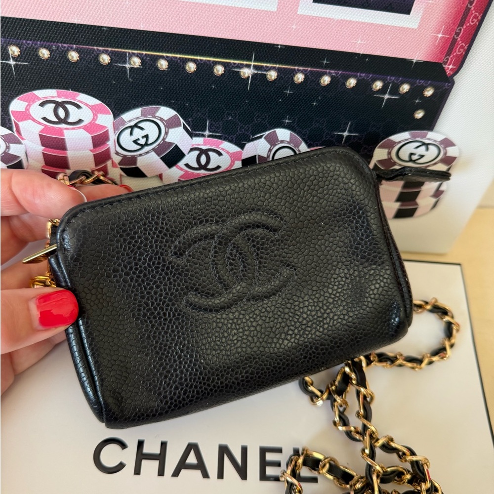 Chanel Black Caviar Leather CC Mini Pouch Bag - Picture 7 of 17